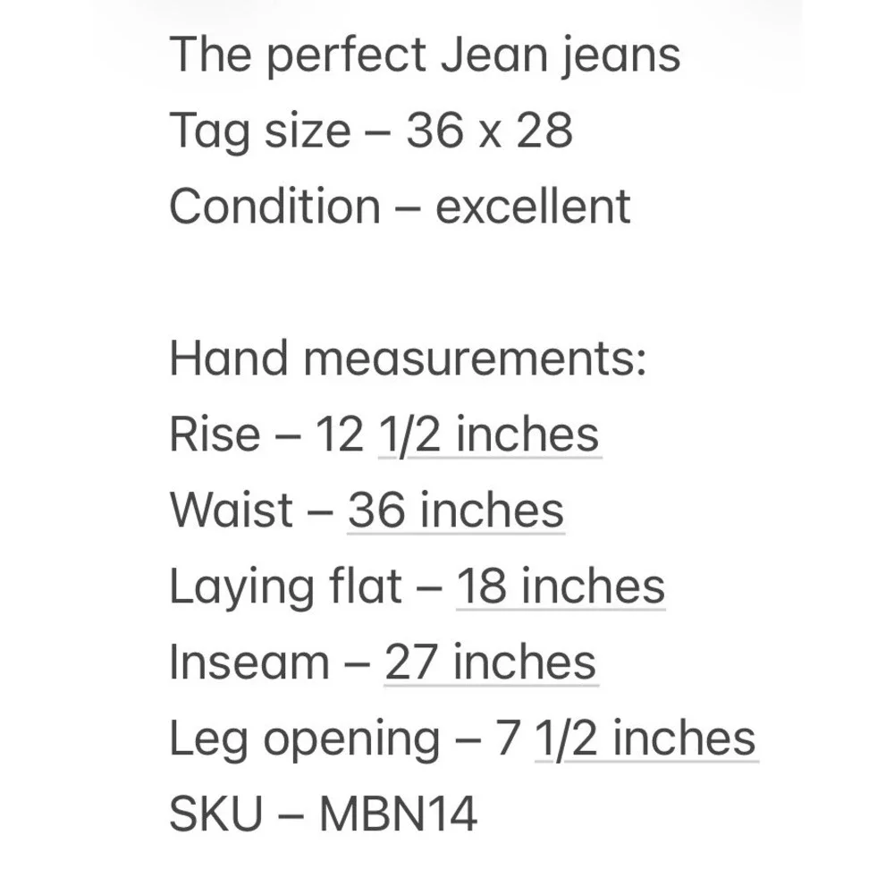 The Perfect Jean Mens Slim Thick Dark Blue Denim Jeans 36x28 Meas: 36x27